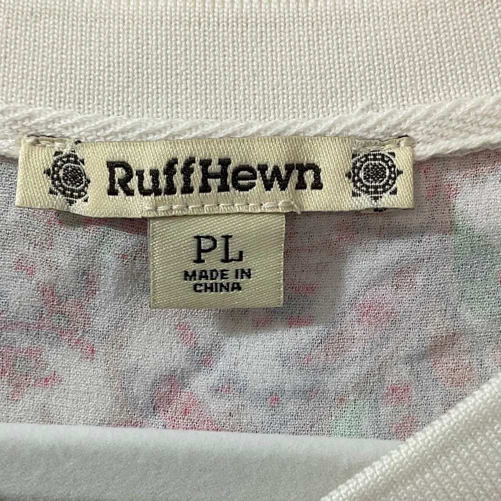 Size PL,PXL Ruff Hewn White Paisley Zip-Front Bomber Jacket w/ Colorful Accents